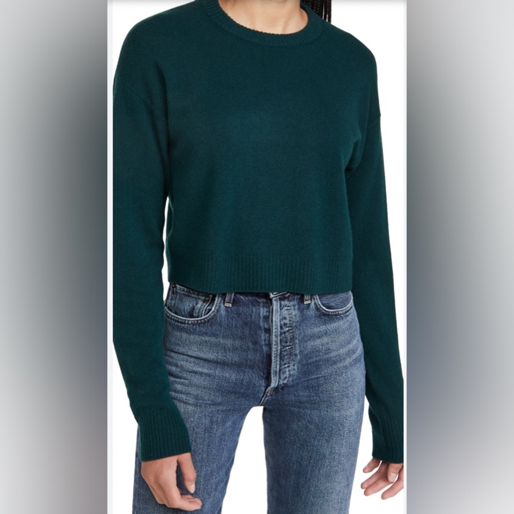 reformation cropped relaxed cashmere crew - emerald green xs
